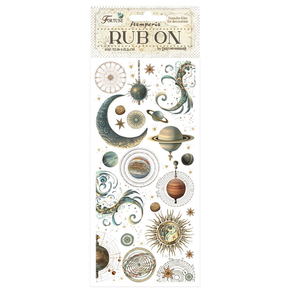 Stamperia – FORTUNE – PLANETS AND MOON – RUB ON 4″ x 8.5″