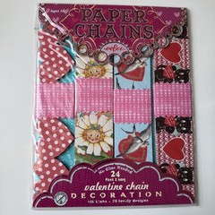 eeBoo Valentine Paper Chain kit featuring vintage-style illustrations of hearts