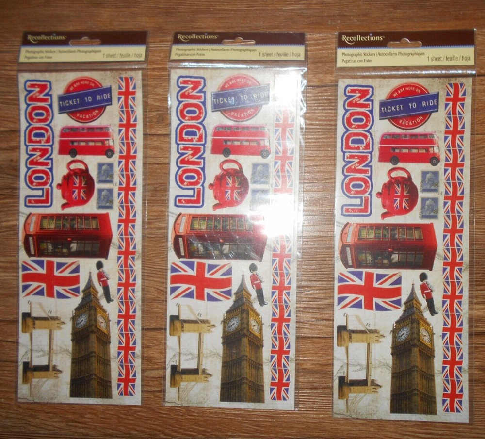 London England 3 Packs Of Stickers