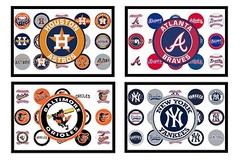 15 Pre-Cut MLB Baseball Teams 1 Inch Bottle Cap Images (30 Options)