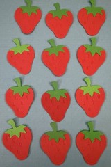12 HANDMADE STRAWBERRY ACID FREE CARDSTOCK PAPER DIE CUT EMBELLISHMENT SCRAPBOOK