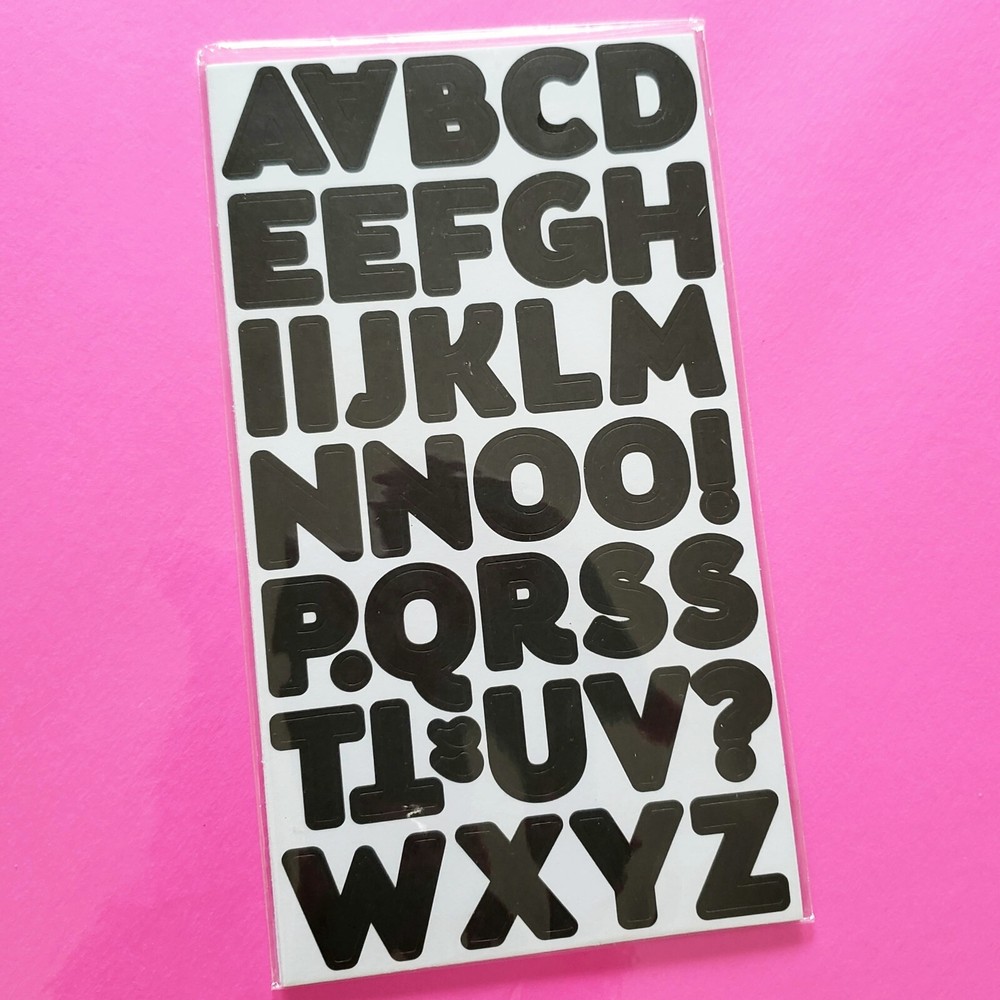 Ms Sparkle & Co 3/4″ Black Alphabet Stickers Matte Finish 4 Sheets 148 Stickers