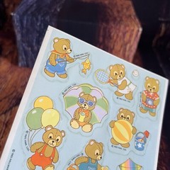 Vintage 1985 Hallmark Cards Bear Camping Activity Summer Beach Stickers Sheet