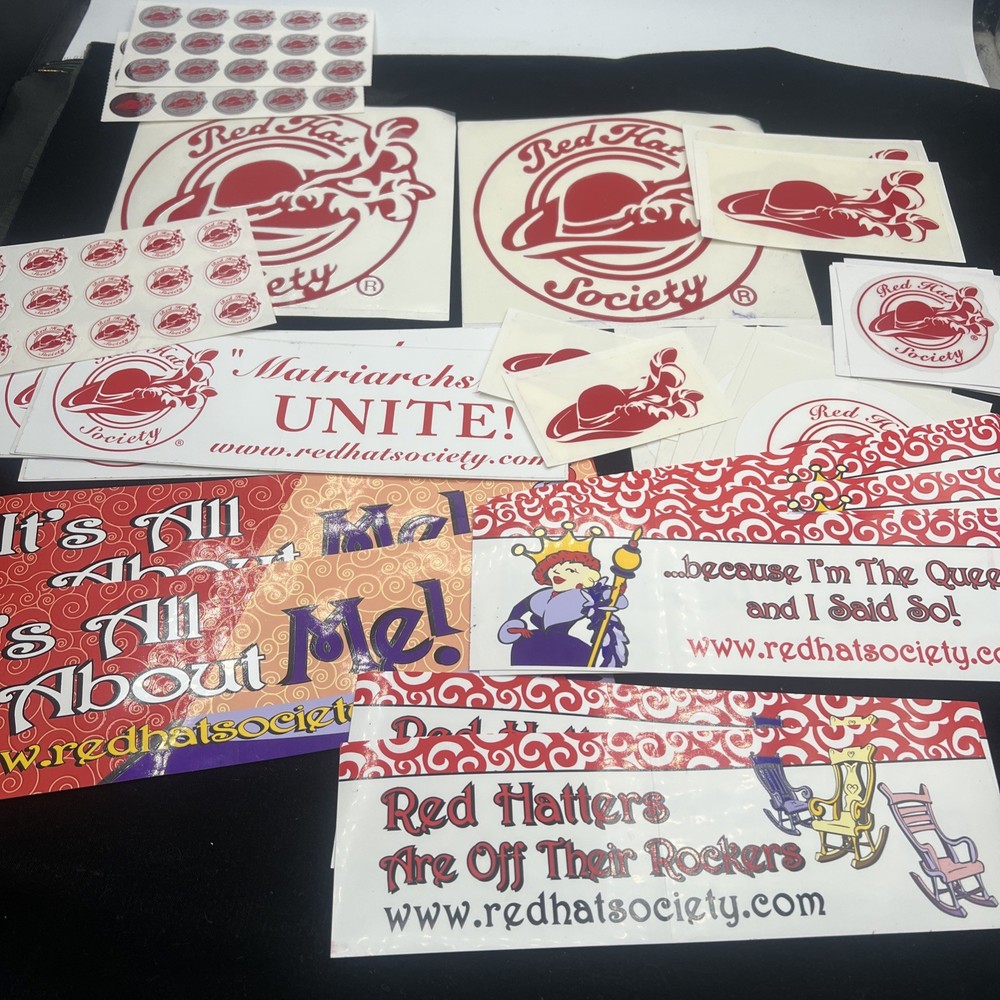 Red Hat Society Stickers Lot Bumper Vinyl Scrapbooking Vintage Car 50+