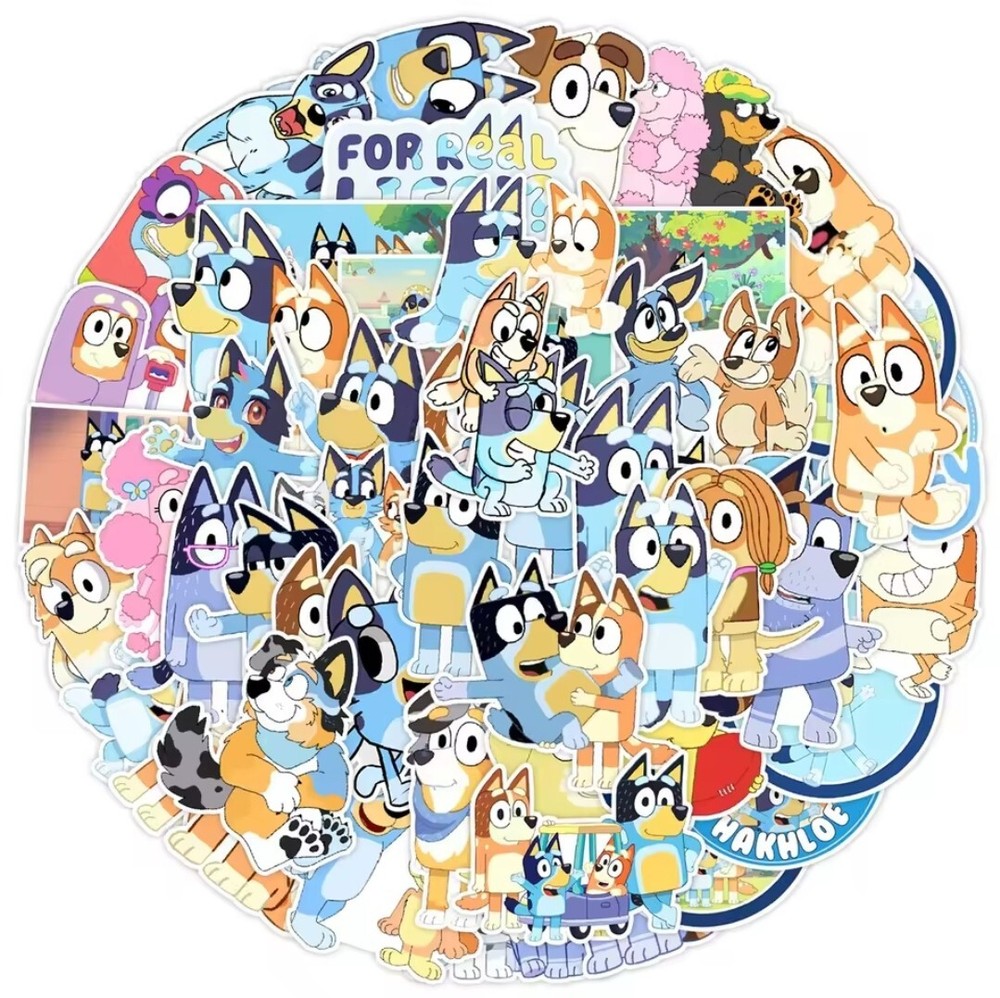 50 pcs Bluey Dog & Friends Stickers Decals
