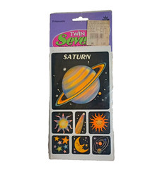 4 Vintage Twin Seven Prismatic Fluorescent Stickers Planets Venus Saturn Jupiter