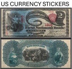 $2 Two Dollar 1875 National Bank Note (US CURRENCY STICKERS)