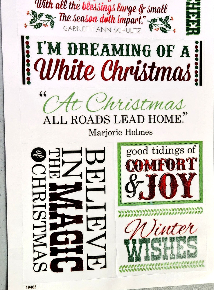 Momenta Christmas Phrases Clear Foil Accents Traditional 12″ 2013 NOS Scrapbook