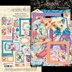 Graphic45 FLIGHT OF FANCY (30PC) CHIPBOARD TAGS & FRAMES scrapbooking BUTTERFLY