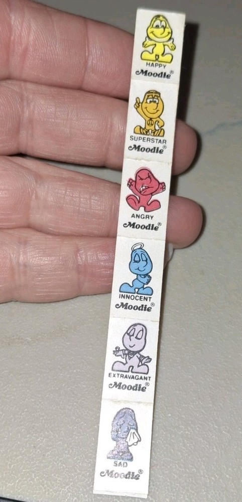 Vintage Stickers RAREST KENT MOODIES Tiny Tiny Strip Of 6 Stickers 1 Strip