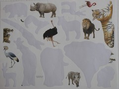 New Scrapbooking Stickers ZOO SAFARI tiger lion flamingo rhino ostrich meerkat