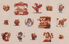 ~1.5″ Romance Stickers for Scrapbooks & Journals – 30 Count