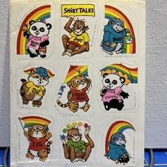 Vintage 1982 Hallmark Cards, Inc SHIRT TALES Sticker Sheet Animals Fun kids