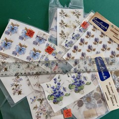 Vtg Ceramic Decals Mixed Media Water Mount Transfers Lot N Brown Blue Floral