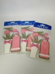 FLOWER Pink Tulips Tulip Spring Bouquet Vase Tag Paper Bliss sticker 3 packs