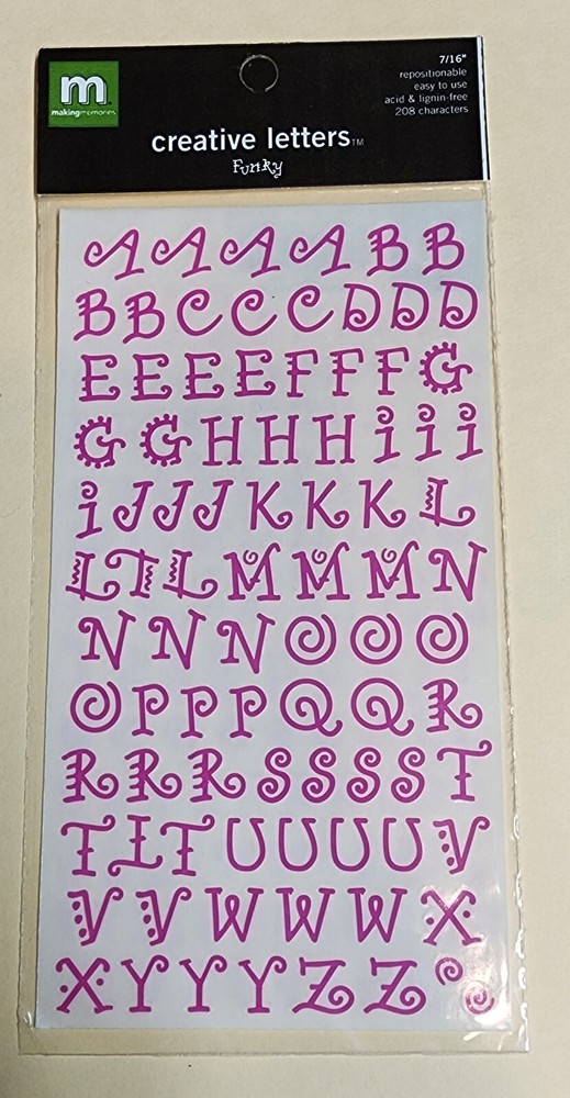 Curly Letters Number Stickers Brand New in Package Unopened scrapbook pink color