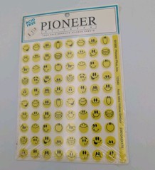 Vintage 1992 Pioneer Mini Yellow Smiley Face Sticker Pack Of 4 Sheets Unopened