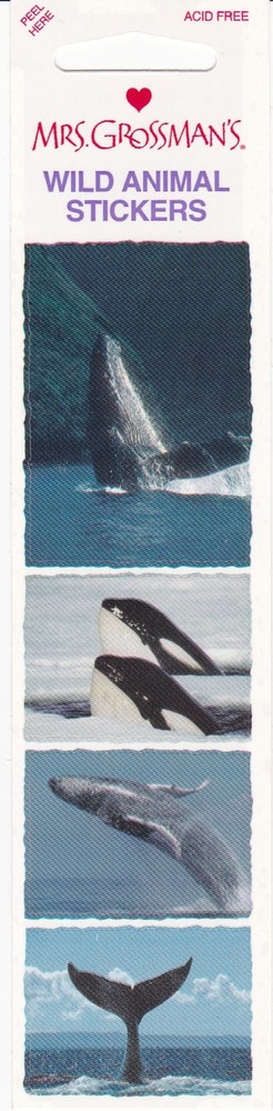 Mrs. Grossman’s Wild Animal Stickers – Whale – 4 Stickers – 1 Strip – Photo Real