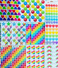 1079 Mxd Sticker Collection, Rainbow Stars Angel Kitty Dancing Bunny Panda Cub