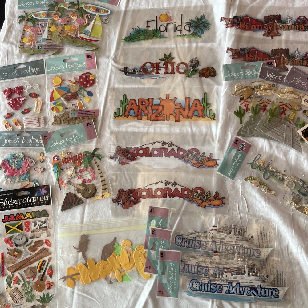 Jolee’s 3D embellished stickers New LOT of 25 vary themes Hawaii Cruise Travel