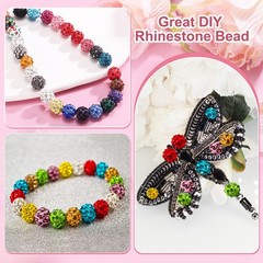 105 Pcs 10mm Rhinestone Clay Beads for Jewelry Making, AB Color