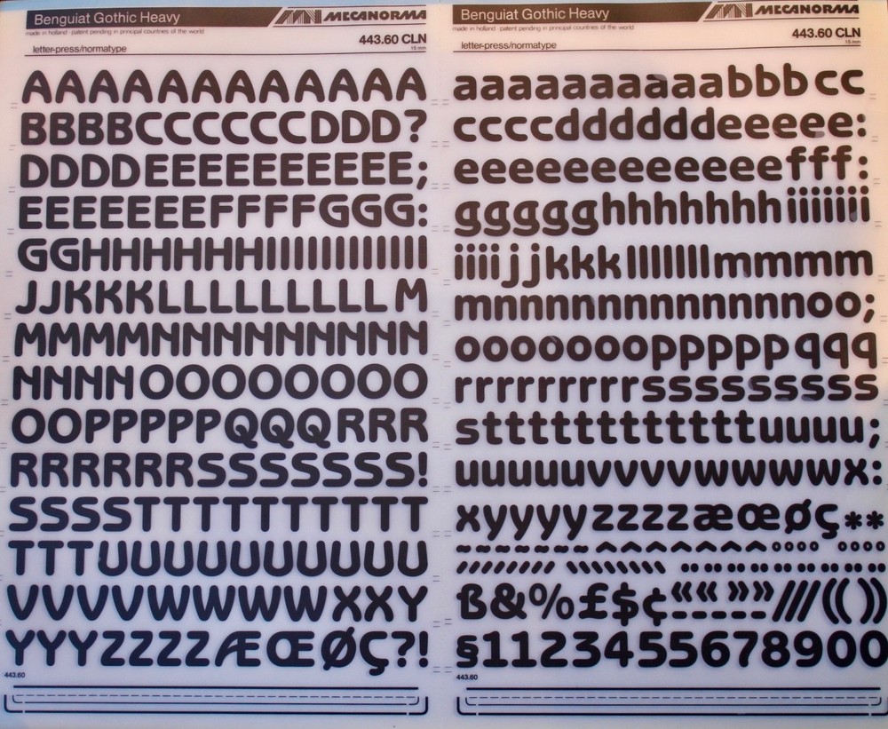 Mecanorma Dry Transfer Lettering Sheet 443.60 CLN #168 Benquiat Gothic 20mm