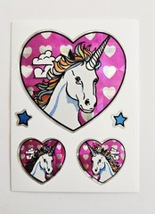 Vtg Unicorn Stickers Prism Pink Hearts Vending
