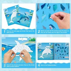homicozy 3PCS Sticker Paint Books for Kids Ages 4-10,Dinosaur Astronaut Ocean…