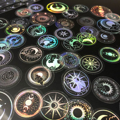 210pcs PET Adhesive Stickers Waterproof Transparent Laser Silver Labels Stars