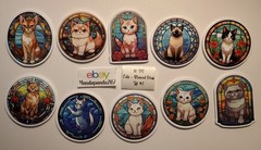 Cats – Stained Glass -Stickers -10 PCs – 5 styles available! See Description