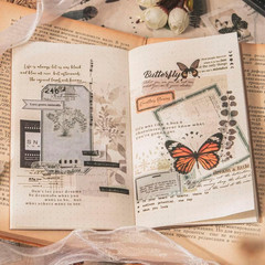 40 Sheets A6 Vintage Washi Stickers for Adults, Retro Butterfly Stickers with S