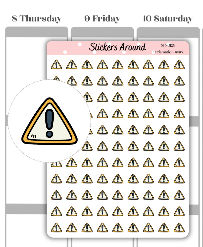 Mini Exclamation Mark Icon Planner Sticker, Calendar and Bullet Journal Sticker