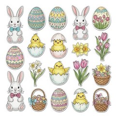 Choose ASet Bunny Rabbit Easter Tags Embellishments Junk Journal Scrapbook
