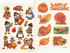 Vintage Paper Art Thanksgiving Stickers two sheets 1980’s Exc Condition