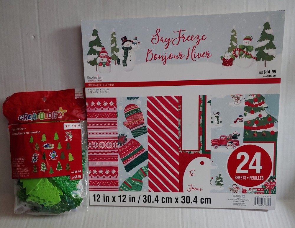 FREE Christmas Pad 24 Recollections 12 x 12 Sheets Scrapbook 120 Foam Stickers