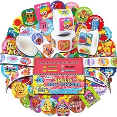 Smelly Roll Stickers for Kids, 4 Rolls, 1200 Pcs, Scratch & Sniff