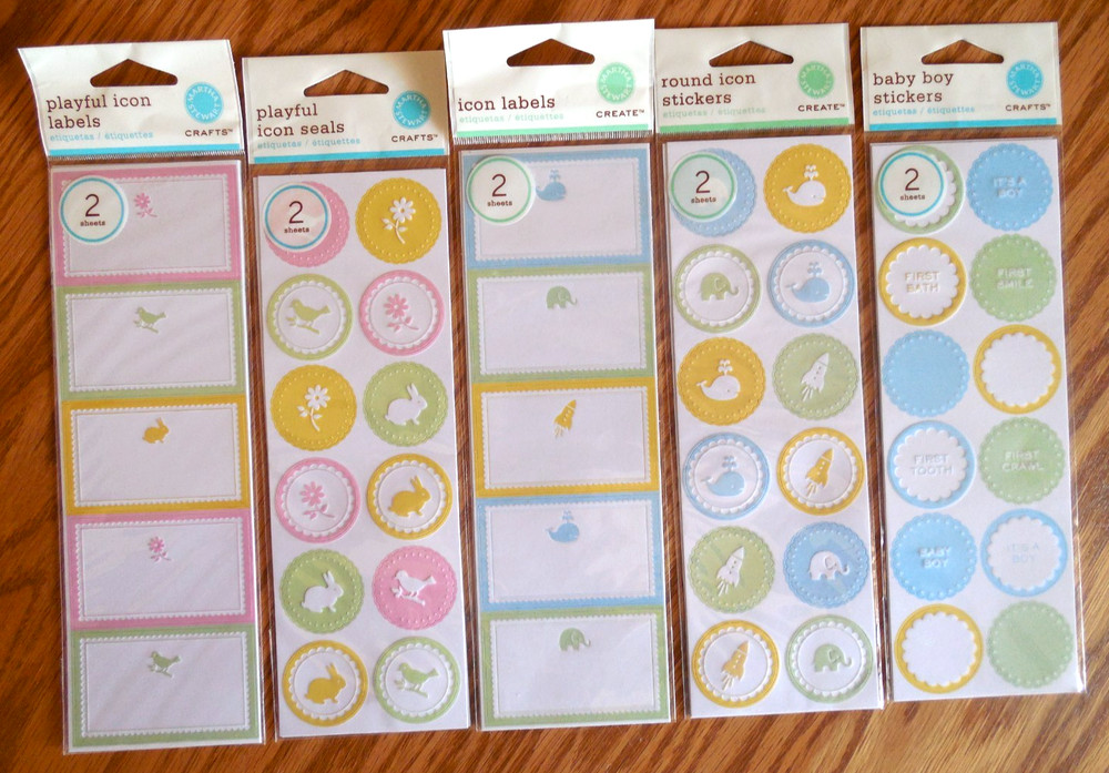 NEW Lot of 5 Martha Stewart Crafts Create Icon Labels*Stickers*Seals for Baby