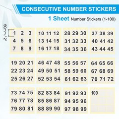 2″ Consecutive Number Stickers, 1 Set Self Adhesive Number Decals, White