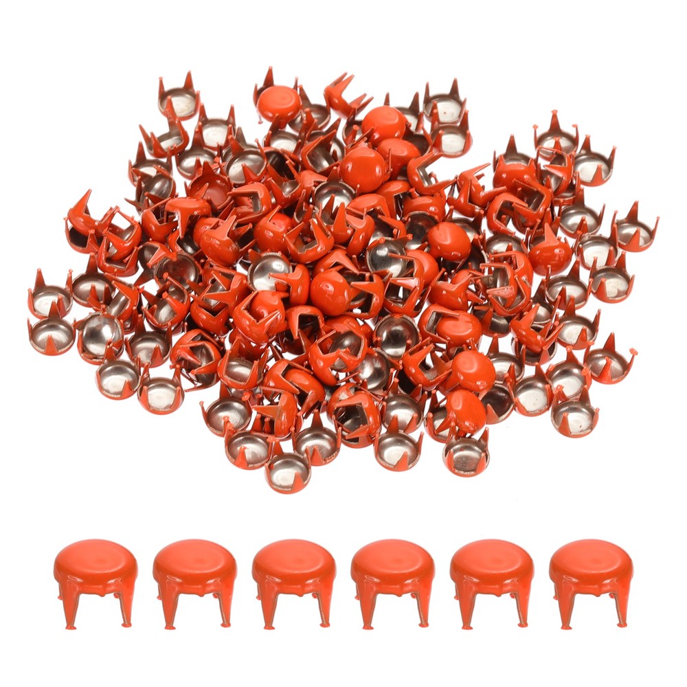 5mm Metal Studs Spots 200Pcs Round Dome Claw Beads Nailhead, Orange