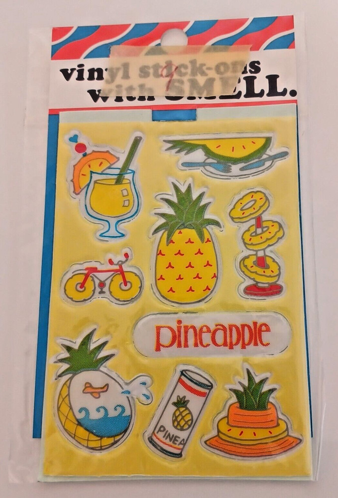 Vintage 1980’s Vinyl Stick-ons With Smell Pinapple Iagami Japan Stickers Sealed