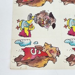 1 VINTAGE 1990’s SCHOLASTIC SHEET OF STICKERS FLYING DOG W/ CAPE + DUCK
