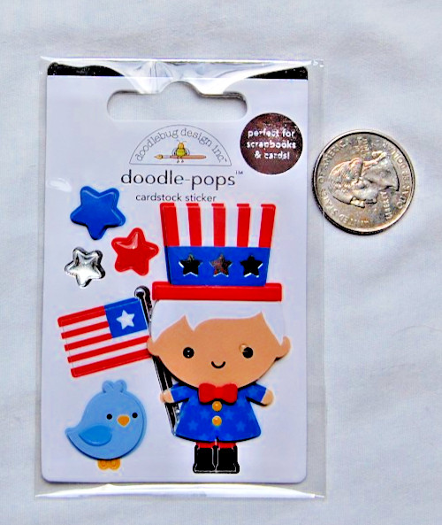 Doodlebug Doodle-pops UNCLE SAM 4th July red white blue silver big hat star flag