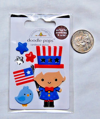 Doodlebug Doodle-pops UNCLE SAM 4th July red white blue silver big hat star flag