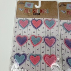 Stickers Felt 3D Hearts Tic Tac Toe Red Pink Purple Blue Green Lot of 5
