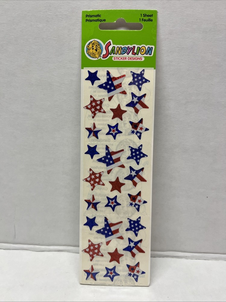 Sandylion FLAG STARS Stickers PRISMATIC USA RED WHITE & BLUE NEW Patriotic