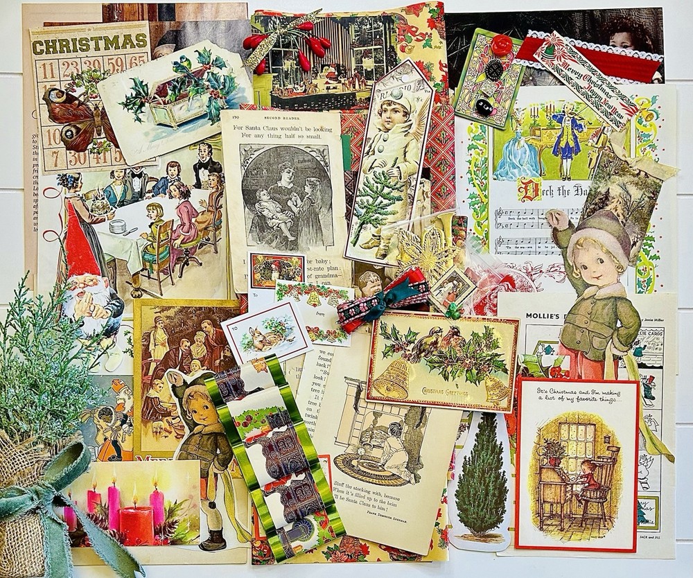 VTG Christmas Ephemera Junk Journaling Victorian Elf Fairy Crafting Pack 70 Pcs