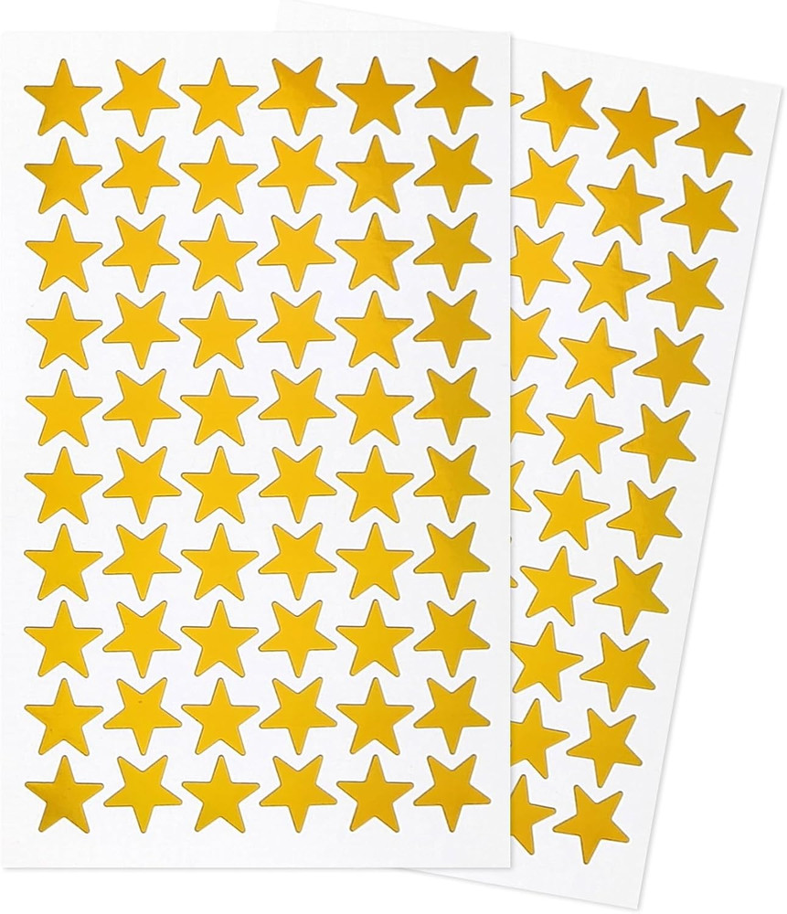 Gold Star Stickers 600 Pack Foil Reward Stickers 0.6 Inch Classroom 10 Sheets