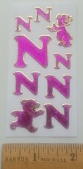 Set of 2 sheets of vintage introduct glitter stickers «N» discontinued Germany