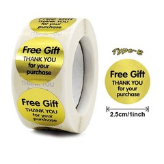 «Free Gift» Sticker Adhesive Label Gold Foil Food Packaging 1 inch 500pcs/Roll