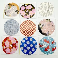 4pc Random Japanese Patterns Stickers Gold & Multicolor Kawaii Seal Japan